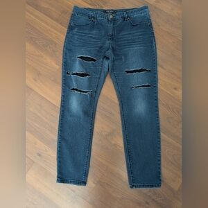 Max Jeans Women's Distressed Skinny Jeans - Deep Blue